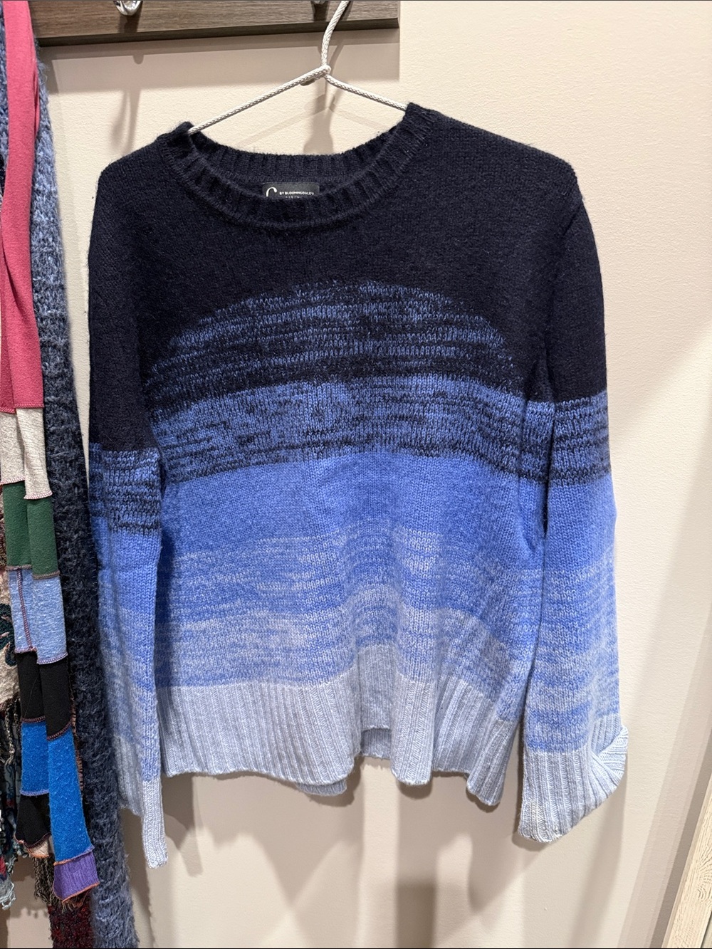 Gradient Crewneck Sweater in Navy and Light Blue